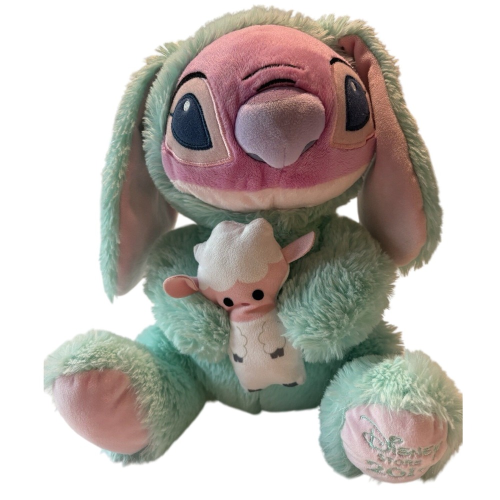 Disney Store 2019 Angel Plush Easter Bunny Costume Holding‎ Lamb Lilo & Stitch